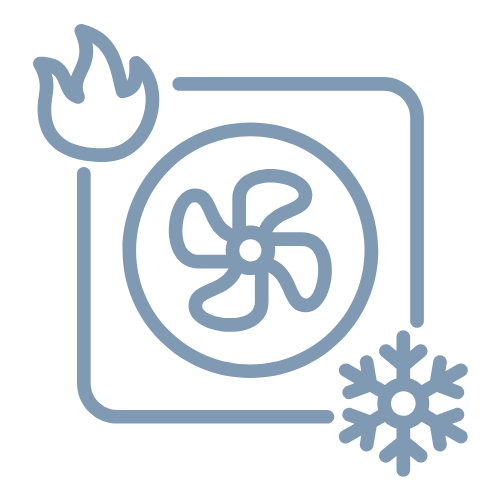 Blue Fan with a Flame and Snowflake Icon