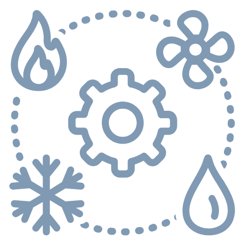 Blue Gear with Elements Icon