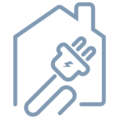 Blue House with Plug Icon