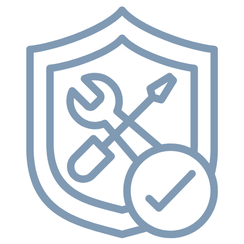 Blue Shield with Tools Icon