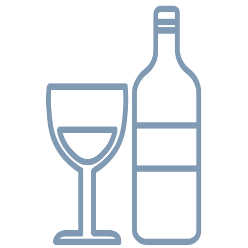 Blue Wine Bottle and Glass Icon